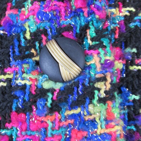 Saks Fifth Avenue Vintage 1980's David Hayes  Neon Tweed womens Jacket womens 8 - Picture 5 of 11